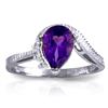 Genuine 1.52 ctw Amethyst & Diamond Ring Jewelry 14KT White Gold - REF-51N4R
