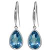 Genuine 5 ctw Blue Topaz Earrings Jewelry 14KT White Gold - REF-35X2M