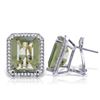 Genuine 11.60 ctw Green Amethyst & Diamond Earrings Jewelry 14KT White Gold - REF-132X5M