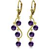 Genuine 4.95 ctw Amethyst Earrings Jewelry 14KT Yellow Gold - REF-53P8H