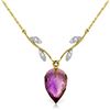 Genuine 9.52 ctw Amethyst & Diamond Necklace Jewelry 14KT Yellow Gold - REF-36Z3N