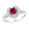 1.03 CTW Created Ruby Heart Love Ring 10KT White Gold - REF-18H2M