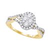 1.13 CTW Diamond Oval Cluster Halo Bridal Engagement Ring 10KT Yellow Gold - REF-127N4F
