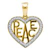 0.15 CTW Diamond Yellow Peace Heart Pendant 10KT Two-tone Gold - REF-18M2H