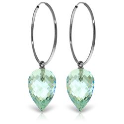Genuine 22.5 ctw Blue Topaz Earrings Jewelry 14KT White Gold - REF-54N9R