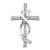 0.09 CTW Diamond Cross Crucifix Ribbon Pendant 10KT White Gold - REF-14K9W