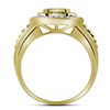 Image 2 : 0.75 CTW Mens Diamond Square Cluster Ribbed Ring 10KT Yellow Gold - REF-75X2Y