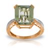 Genuine 5.62 ctw Green Amethyst & Diamond Ring Jewelry 14KT Rose Gold - REF-82M9T
