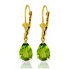 Genuine 3 ctw Peridot Earrings Jewelry 14KT Yellow Gold - REF-29V2W