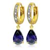 Genuine 3.53 ctw Sapphire & Diamond Earrings Jewelry 14KT Yellow Gold - REF-73M2T