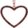 0.20 CTW Red Color Diamond Heart Love Pendant 10KT Rose Gold - REF-32H9M
