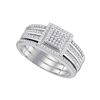 0.35 CTW Diamond 3-Piece Cluster Bridal Engagement Ring 10KT White Gold - REF-37H5M