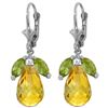 Genuine 14.4 ctw Peridot & Citrine Earrings Jewelry 14KT White Gold - REF-46Y7F