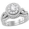 1.17 CTW Diamond Double Halo Bridal Engagement Ring 14KT White Gold - REF-202N5F