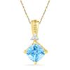 2.42 CTW Princess Created Blue Topaz Solitaire Pendant 10KT Yellow Gold - REF-18W2K