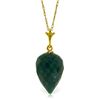 Genuine 12.9 ctw Green Sapphire Corundum Necklace Jewelry 14KT Yellow Gold - REF-22R2P
