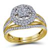 1 CTW Princess Diamond Halo Bridal Engagement Ring 14KT Yellow Gold - REF-97X4Y