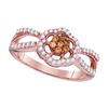0.35 CTW Cognac-brown Color Diamond Cluster Ring 10KT Rose Gold - REF-28W4K