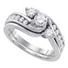 1 CTW Diamond 3-stone Bridal Engagement Ring 14KT White Gold - REF-157H5M