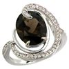 Natural 6.53 ctw smoky-topaz & Diamond Engagement Ring 14K White Gold - REF-72X8A
