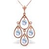 Genuine 1.20 ctw Aquamarine Necklace Jewelry 14KT Rose Gold - REF-34M3T