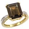 Natural 5.42 ctw Smoky-topaz & Diamond Engagement Ring 14K Yellow Gold - REF-61A9V