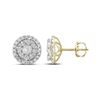 Image 1 : 0.98 CTW Diamond Circle Cluster Earrings 14KT Yellow Gold - REF-112N5F