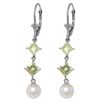 Genuine 6.5 ctw Pearl & Aquamarine Earrings Jewelry 14KT White Gold - REF-45F8Z