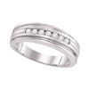0.25 CTW Mens Diamond Ridged Edges Wedding Anniversary Ring 10KT White Gold - REF-41M9H