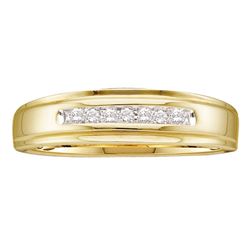 0.08 CTW Mens Diamond Channel-set Anniversary Ring 14KT Yellow Gold - REF-20Y9X