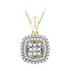 Image 1 : 0.33 CTW Diamond Cluster Double Square Pendant 10KT Yellow Gold - REF-22X4Y
