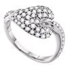 Image 1 : 0.67 CTW Diamond Leaf Cluster Ring 14KT White Gold - REF-67Y4X