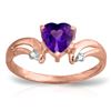 Genuine 0.96 ctw Amethyst & Diamond Ring Jewelry 14KT Rose Gold - REF-41M4T