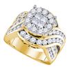 2.51 CTW Princess Diamond Soleil Cluster Bridal Engagement Ring 14KT Yellow Gold - REF-285H2M