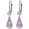 Genuine 4.53 ctw Amethyst & Diamond Earrings Jewelry 14KT White Gold - REF-29A3K