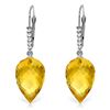 Genuine 19.15 ctw Citrine & Diamond Earrings Jewelry 14KT White Gold - REF-49F2Z