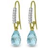 Genuine 4.68 ctw Blue Topaz & Diamond Earrings Jewelry 14KT Yellow Gold - REF-40F7Z