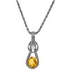 Genuine 0.65 ctw Citrine Necklace Jewelry 14KT White Gold - REF-73H7X