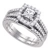 1 CTW Princess Diamond Bridal Engagement Ring 14k White Gold - REF-149Y9X