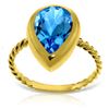 Genuine 4 ctw Blue Topaz Ring Jewelry 14KT Yellow Gold - REF-42V6W