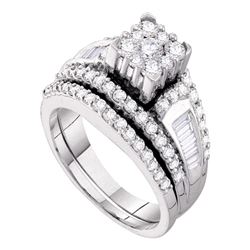 1.47 CTW Diamond Bridal Wedding Engagement Ring 14KT White Gold - REF-134N9F