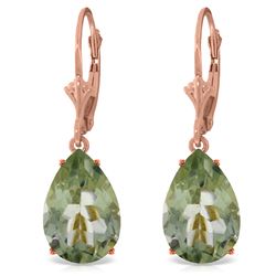 Genuine 10 ctw Green Amethyst Earrings Jewelry 14KT Rose Gold - REF-45M3T