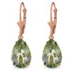 Genuine 10 ctw Green Amethyst Earrings Jewelry 14KT Rose Gold - REF-45M3T