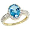 Natural 1.91 ctw Swiss-blue-topaz & Diamond Engagement Ring 10K Yellow Gold - REF-31N7G