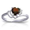 Genuine 0.97 ctw Garnet & Diamond Ring Jewelry 14KT White Gold - REF-29W7Y