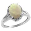 Natural 2.49 ctw Opal & Diamond Engagement Ring 14K White Gold - REF-41R7Z