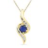 0.77 CTW Created Blue Sapphire Solitaire Diamond Pendant 10KT Yellow Gold - REF-13X4Y