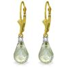 Genuine 4.6 ctw Green Amethyst & Diamond Earrings Jewelry 14KT Yellow Gold - REF-30X2M