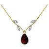 Genuine 1.52 ctw Garnet & Diamond Necklace Jewelry 14KT Yellow Gold - REF-30H7X
