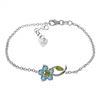 Genuine 0.87 ctw Blue Topaz & Peridot Bracelet Jewelry 14KT White Gold - REF-50M5T